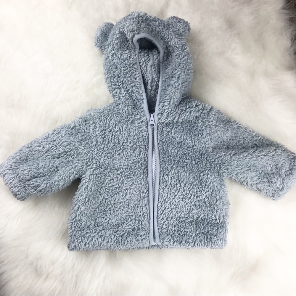 Gymboree Gray Sherpa Zip Jacket w/ Pockets & Hood
